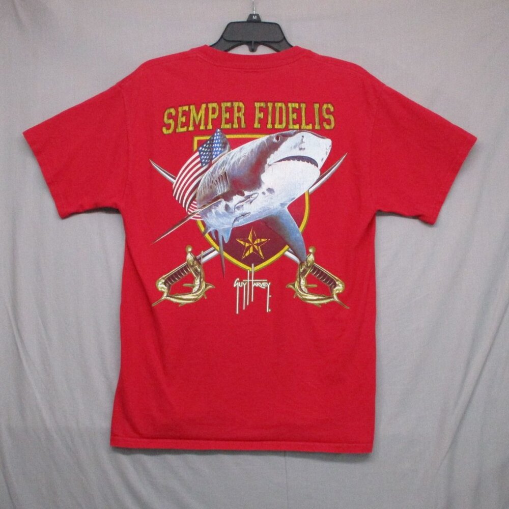 Guy Harvey Simper Fidelis Graphic Print Pocket T-Shirt Red Men Size | M